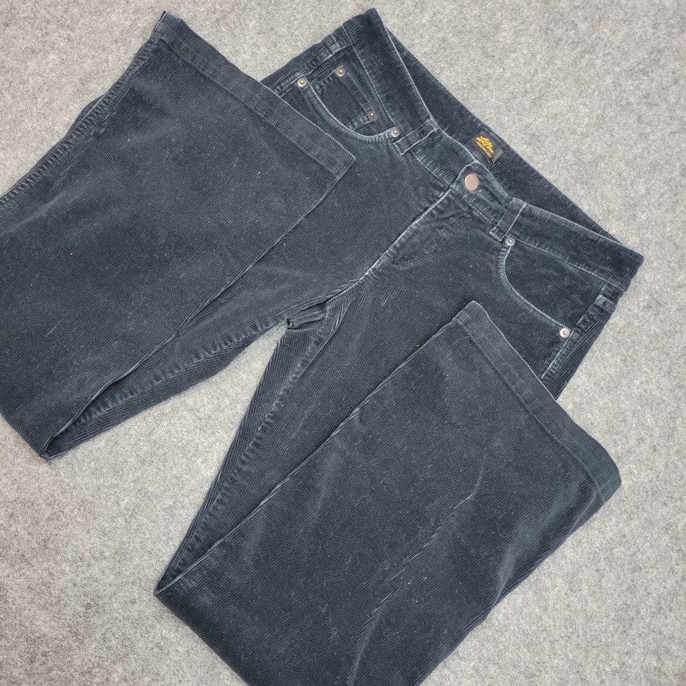 LL Bean Pants Womens Petites 4P Gray Corduroy Festival Flare Leg Y2K Preppy Nerd